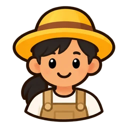 A young caretaker in a straw hat